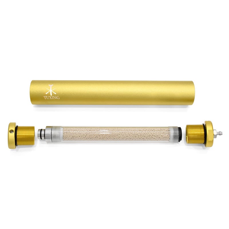 TUXING 4500Psi Air Compressor filter,Pcp Water Oil Separator Molecular Sieve Diving Separator with 8mm Female and Male Quick Connector for Pcp Air Rifle Scuba Tank Charging L350*OD49*ID36mm Gold - Image 4